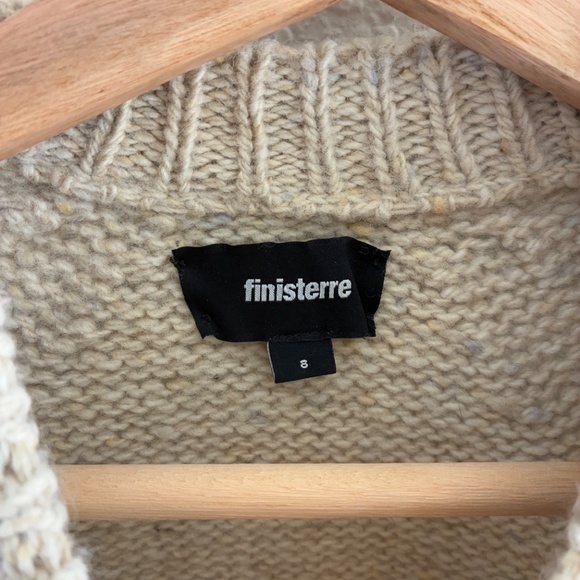 Finisterre oatmeal cable knit wool raglan sweater UK 8 / US 4 - Picture 2 of 5